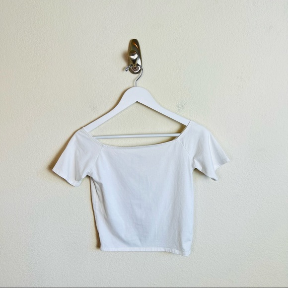 Abercrombie & Fitch White Bardot Off Shoulder Soft & Stretchy Top Blouse - Picture 2 of 8